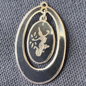 Vintage Sterling Silver Siam Nielloware Pendant Featuring a Thai Dancing Goddess